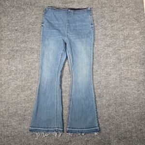 No Boundaries High Rise Flare Jeans Womens L 11 13 Light Wash Raw Hem Boho